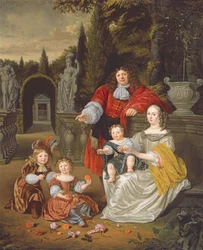 Un groupe familial sur une terrasse, 1670
